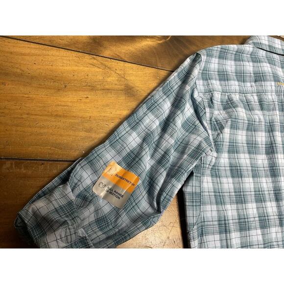 Ariat Rebar Button Down Shirt Women's L Plaid Blue Durastretch Roll Tab Sleeve - Picture 12 of 12